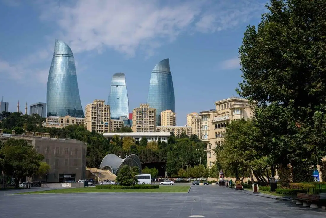 Flame Towers rising above central Baku