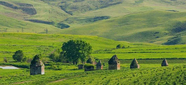Ancient tomb structures in the Shamakhi countryside