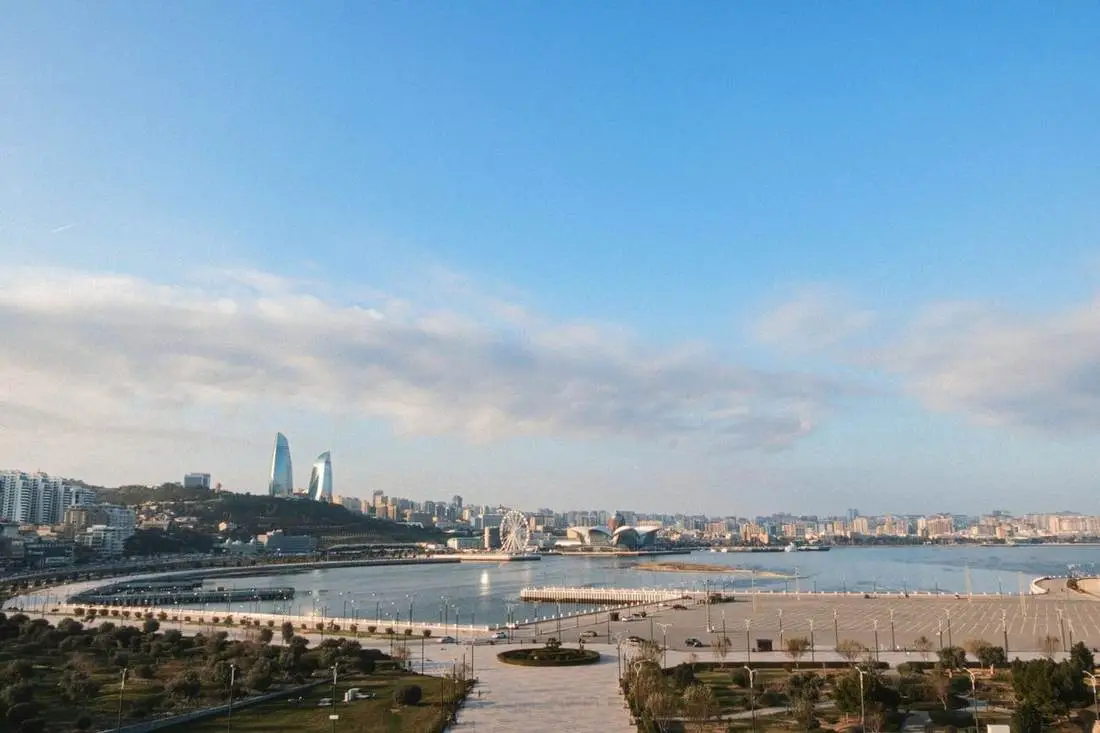 Everyday street life along Baku's waterfront